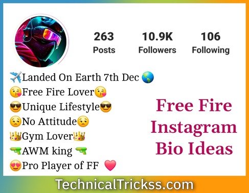 Free Fire Bio For Instagram